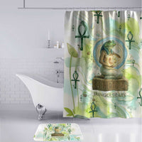 Heqet Nile Ankh Symbol Bathroom Set Egyptian Lotus Motif in Watercolor Life Theme