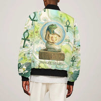 Heqet Nile Ankh Symbol Bomber Jacket Egyptian Lotus Motif in Watercolor Life Theme