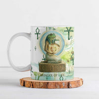 Heqet Nile Ankh Symbol Ceramic Mug Egyptian Lotus Motif in Watercolor Life Theme