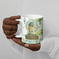 Heqet Nile Ankh Symbol Ceramic Mug Egyptian Lotus Motif in Watercolor Life Theme