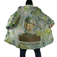 Heqet Nile Ankh Symbol Cloak Egyptian Lotus Motif in Watercolor Life Theme