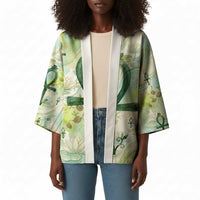 Heqet Nile Ankh Symbol Kimono Egyptian Lotus Motif in Watercolor Life Theme