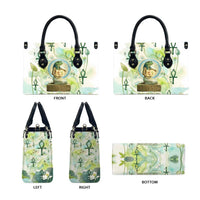Heqet Nile Ankh Symbol Leather Bag Egyptian Lotus Motif in Watercolor Life Theme