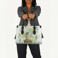 Heqet Nile Ankh Symbol Leather Bag Egyptian Lotus Motif in Watercolor Life Theme