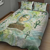 Heqet Nile Ankh Symbol Quilt Bed Set Egyptian Lotus Motif in Watercolor Life Theme