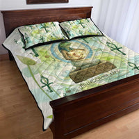 Heqet Nile Ankh Symbol Quilt Bed Set Egyptian Lotus Motif in Watercolor Life Theme