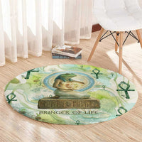 Heqet Nile Ankh Symbol Round Carpet Egyptian Lotus Motif in Watercolor Life Theme
