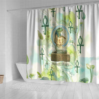 Heqet Nile Ankh Symbol Shower Curtain Egyptian Lotus Motif in Watercolor Life Theme