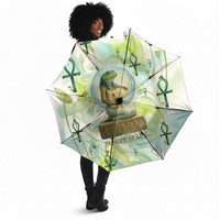 Heqet Nile Ankh Symbol Umbrella Egyptian Lotus Motif in Watercolor Life Theme