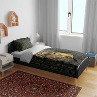 Heqet Ornate Frog Egyptian Bedding Set with Hieroglyphic Backdrop in Creation Theme