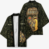 Heqet Ornate Frog Egyptian Kimono with Hieroglyphic Backdrop in Creation Theme
