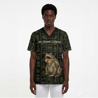 Heqet Ornate Frog Egyptian Scrub Top with Hieroglyphic Backdrop in Creation Theme