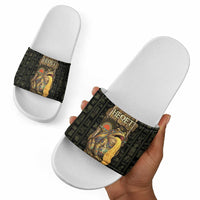 Heqet Ornate Frog Egyptian Slide Sandals with Hieroglyphic Backdrop in Creation Theme