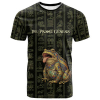 Heqet Ornate Frog Egyptian T shirt with Hieroglyphic Backdrop in Creation Theme