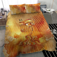 Ra Egyptian Bedding Set Sun God Eye of Ra Fiery Wings Eternal Source Golden Light