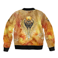 Ra Egyptian Bomber Jacket Sun God Eye of Ra Fiery Wings Eternal Source Golden Light