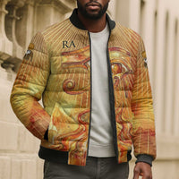 Ra Egyptian Bomber Puffer Jacket Sun God Eye of Ra Fiery Wings Eternal Source Golden Light