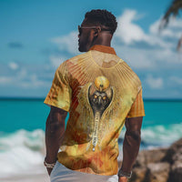 Ra Egyptian Hawaiian Shirt Sun God Eye of Ra Fiery Wings Eternal Source Golden Light