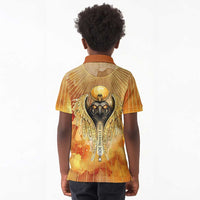 Ra Egyptian Kid Polo Shirt Sun God Eye of Ra Fiery Wings Eternal Source Golden Light
