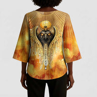 Ra Egyptian Kimono Sleeve Blouse Sun God Eye of Ra Fiery Wings Eternal Source Golden Light