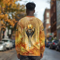 Ra Egyptian Long Sleeve Shirt Sun God Eye of Ra Fiery Wings Eternal Source Golden Light