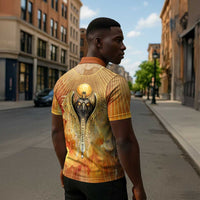 Ra Egyptian Zipper Polo Shirt Sun God Eye of Ra Fiery Wings Eternal Source Golden Light