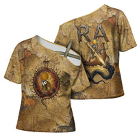 Ra Egyptian Cross Shoulder Shirt Sun God Solar Disk Serpent Slayer Ancient Egyptian Boat of the Underworld