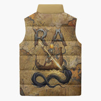 Ra Egyptian Sleeveless Puffer Jacket Sun God Solar Disk Serpent Slayer Ancient Egyptian Boat of the Underworld