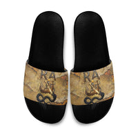 Ra Egyptian Slide Sandals Sun God Solar Disk Serpent Slayer Ancient Egyptian Boat of the Underworld