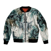 Anuket Egyptian Sleeve Zip Bomber Jacket Goddess of the Nile Flowing Water Gazelle Spirit The Embracer