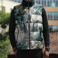 Anuket Egyptian Sleeveless Puffer Jacket Goddess of the Nile Flowing Water Gazelle Spirit The Embracer