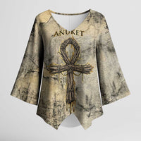 Anuket Kimono Sleeve Blouse Egyptian Queen of the Cataracts Ankh Symbol