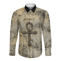 Anuket Long Sleeve Button Shirt Egyptian Queen of the Cataracts Ankh Symbol