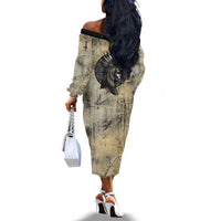 Anuket Off The Shoulder Long Sleeve Dress Egyptian Queen of the Cataracts Ankh Symbol