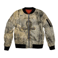 Anuket Sleeve Zip Bomber Jacket Egyptian Queen of the Cataracts Ankh Symbol
