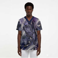 Bastet Egyptian Scrub Top Cat Goddess Cosmic Protector Moon Magic Night Sky