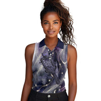 Bastet Egyptian Women Sleeveless Polo Shirt Cat Goddess Cosmic Protector Moon Magic Night Sky