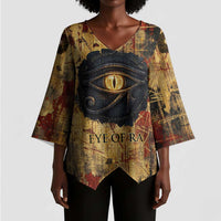 Bastet Egyptian Kimono Sleeve Blouse Eye of Ra Cat Goddess Lady of Dread Ancient Power