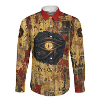 Bastet Egyptian Long Sleeve Button Shirt Eye of Ra Cat Goddess Lady of Dread Ancient Power