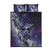 Bat Egyptian Quilt Bed Set Cow Goddess Celestial Face Horn Ring Gem Cosmic Starry Sky