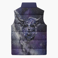 Bat Egyptian Sleeveless Puffer Jacket Cow Goddess Celestial Face Horn Ring Gem Cosmic Starry Sky