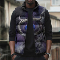 Bat Egyptian Sleeveless Puffer Jacket Cow Goddess Celestial Face Horn Ring Gem Cosmic Starry Sky