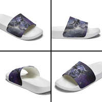Bat Egyptian Slide Sandals Cow Goddess Celestial Face Horn Ring Gem Cosmic Starry Sky