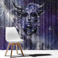 Bat Egyptian Window Curtain Cow Goddess Celestial Face Horn Ring Gem Cosmic Starry Sky