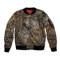 Bat Sleeve Zip Bomber Jacket Goddess of the Cosmos Ancient Egyptian Cow Horns Stone