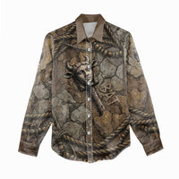 Bat Women Casual Shirt Goddess of the Cosmos Ancient Egyptian Cow Horns Stone