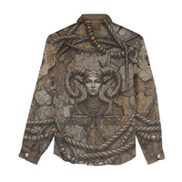 Bat Women Casual Shirt Goddess of the Cosmos Ancient Egyptian Cow Horns Stone