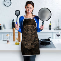 Viking Raven Wolf Vegvisir Apron Nordic Runic Engraving Style