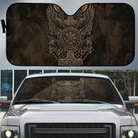 Viking Raven Wolf Vegvisir Auto Sun Shade Nordic Runic Engraving Style