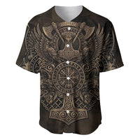 Viking Raven Wolf Vegvisir Baseball Jersey Nordic Runic Engraving Style